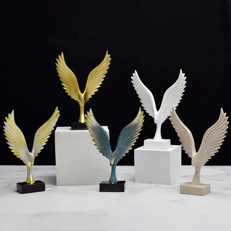 European Eagle/Angel Wing Statue Sculpture Figurine Resin Dapeng Spreading Collection Miniature for TV Cabinet Home Decoration