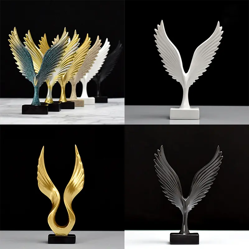 European Eagle/Angel Wing Statue Sculpture Figurine Resin Dapeng Spreading Collection Miniature for TV Cabinet Home Decoration