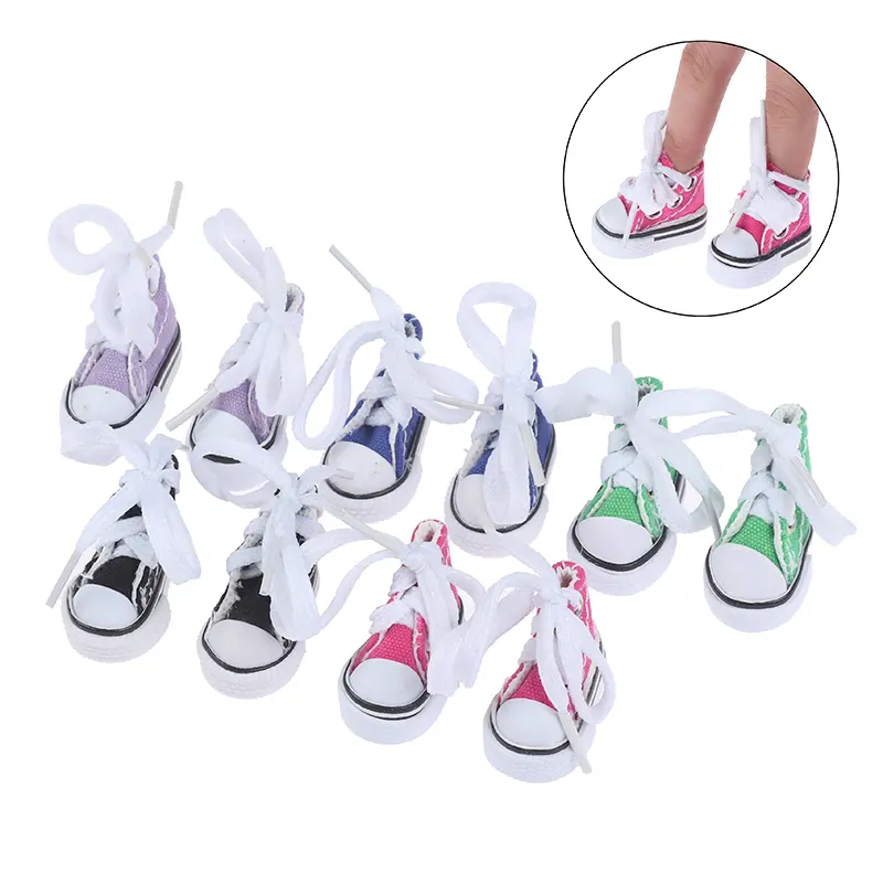 3.5cm Mini Finger Shoes Canvas Toys Boots Cute 1/6 Doll Shoes Skateboard Shoe