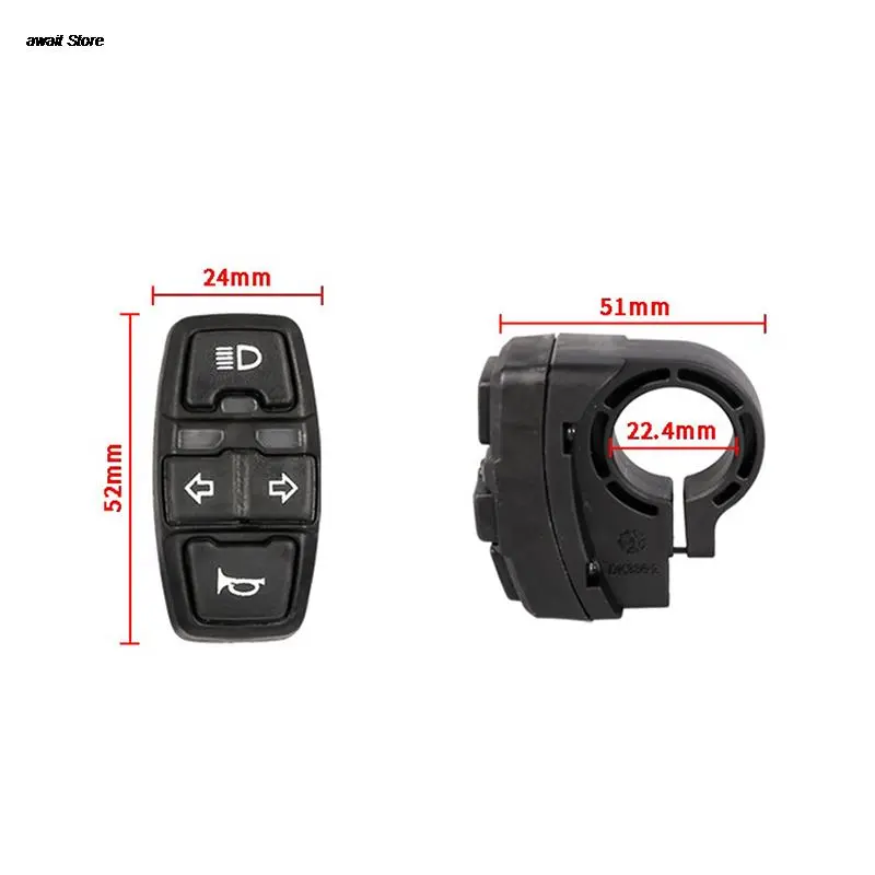 Electric Bike Scooter Light Switch DK336 for Motorcycle Button Turn Signal Light