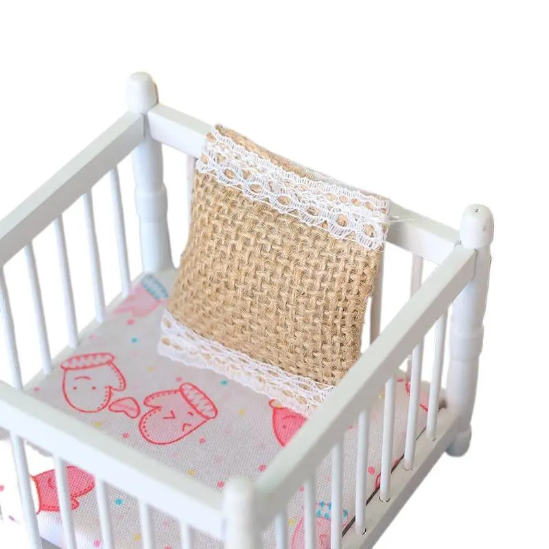 2Pcs 1/12 Dollhouse Simulation Mini Lace Pillow Sofa Cushion Living Room Decoration Dolls House Decor Accessories