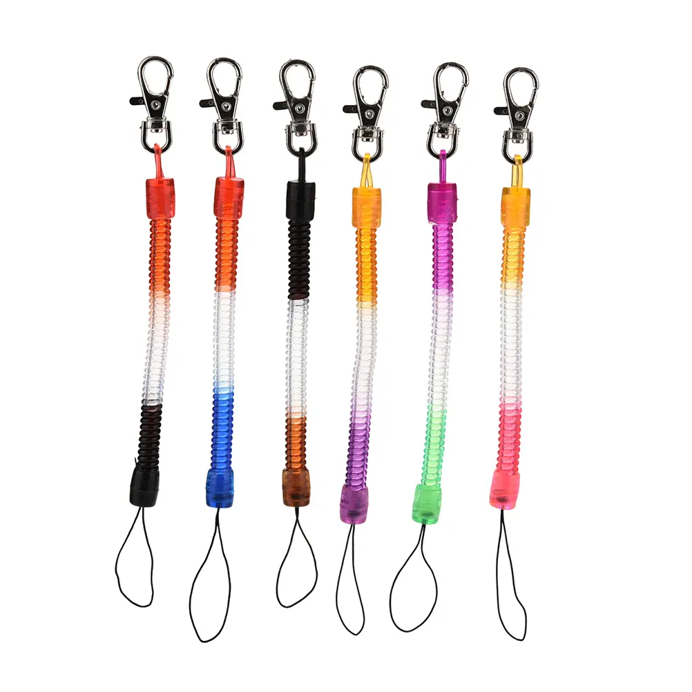 Anti-lost Spring Tactical Retractable Plastic Elastic Security Gear Tool Keychain Elastic Flashlight Holder StrapLanyardc