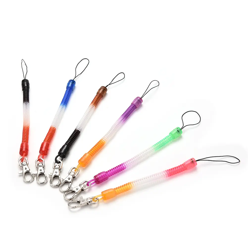 Anti-lost Spring Tactical Retractable Plastic Elastic Security Gear Tool Keychain Elastic Flashlight Holder StrapLanyardc