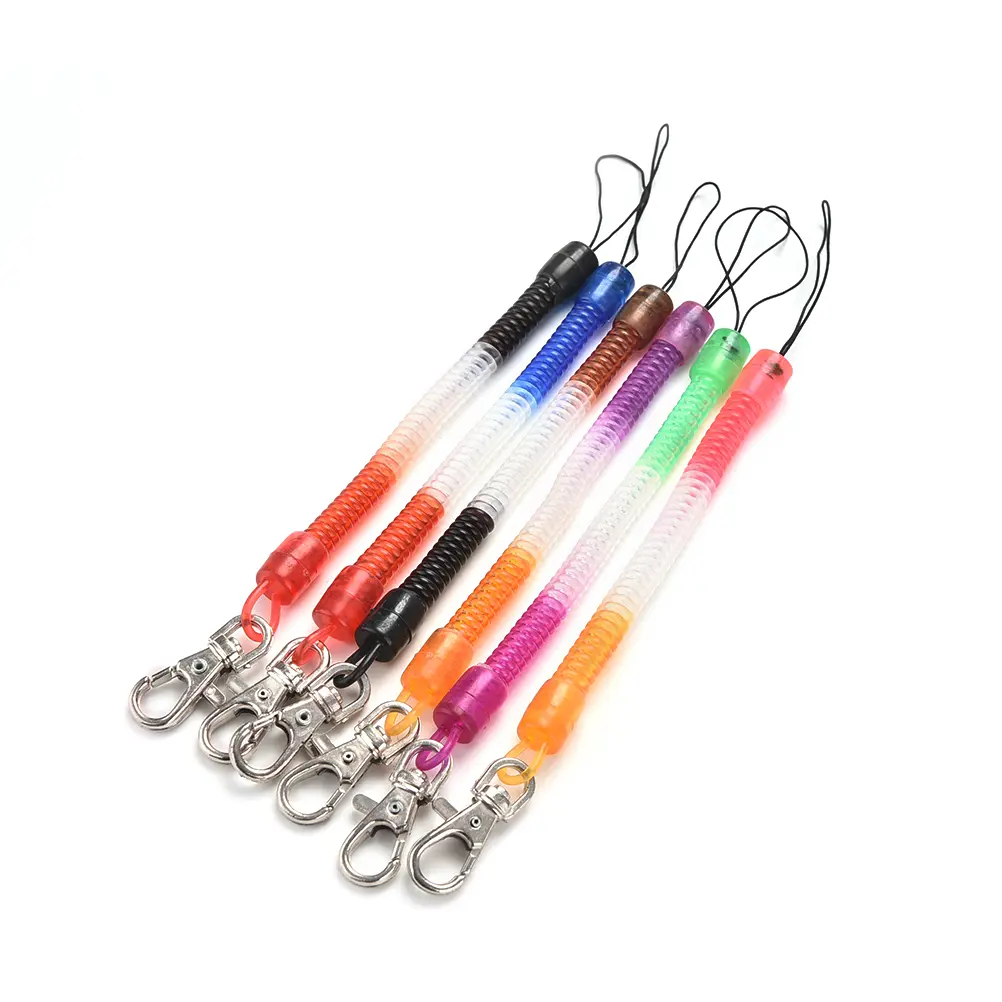 Anti-lost Spring Tactical Retractable Plastic Elastic Security Gear Tool Keychain Elastic Flashlight Holder StrapLanyardc