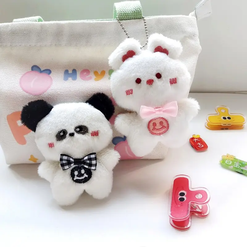 Cute Animal Plush Toy Cartoon Bear Frog Panda Pig Rabbit Pendant Soft Stuffed Doll Keychain Backpack Keyring Decor