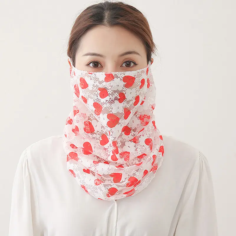 UV Protection Mask Flower Pattern Ear Hanging Sunscreen Neck Wrap Cover Bandana Scarf Women Sun Blocking Mask