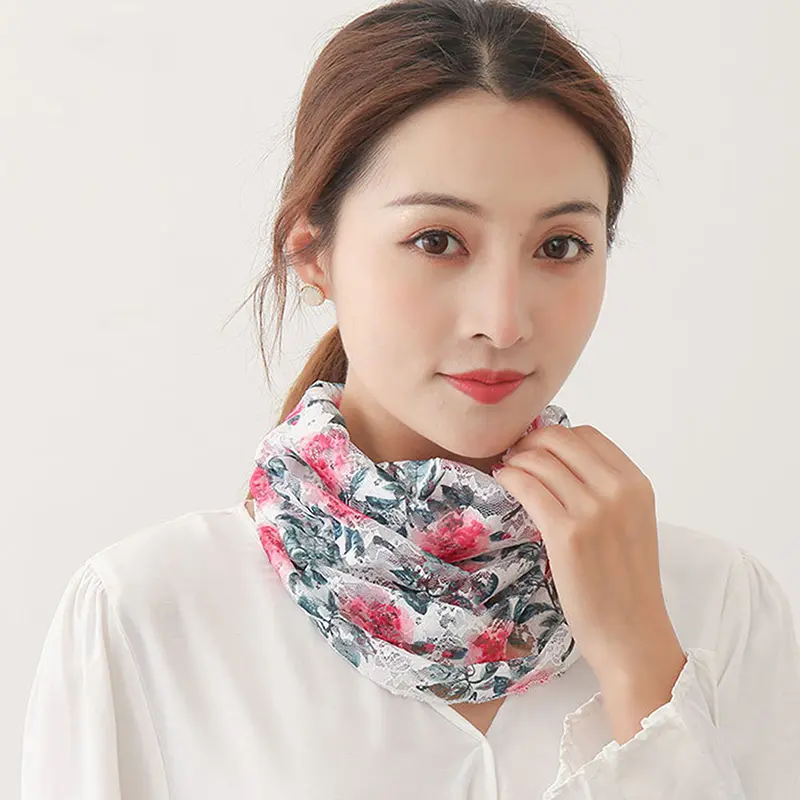 UV Protection Mask Flower Pattern Ear Hanging Sunscreen Neck Wrap Cover Bandana Scarf Women Sun Blocking Mask
