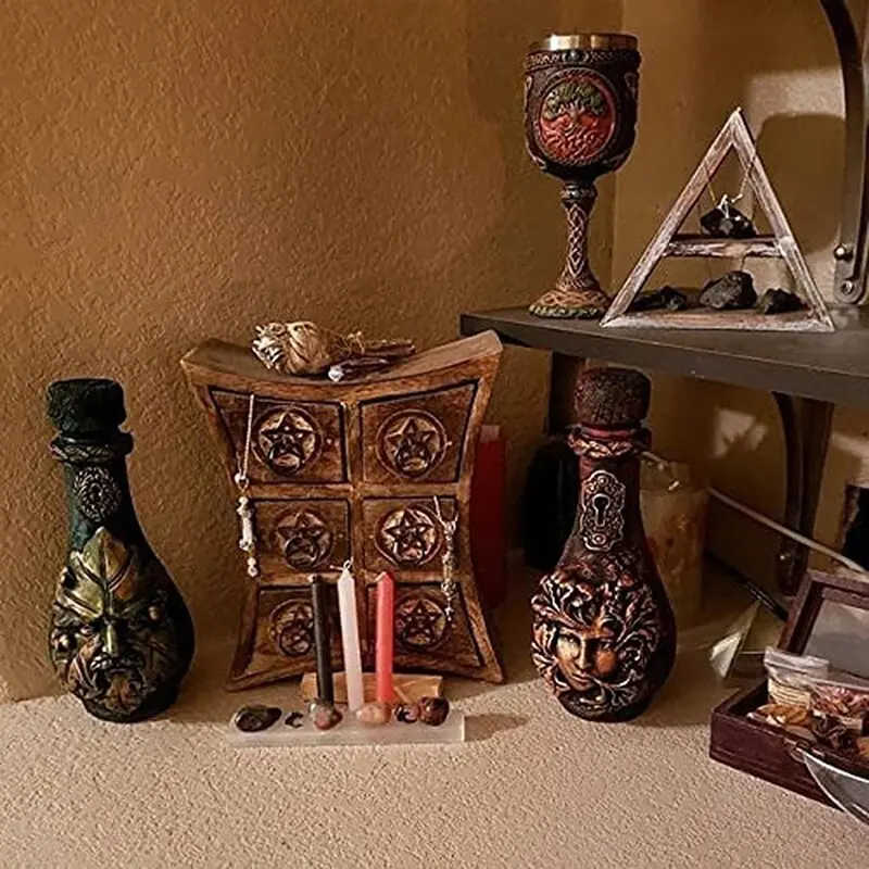 New Witch Bottle Celestial Decorative Moon Potion Jar Gothic Decorative Witchcraft Sculpture Home Decoration Ornament