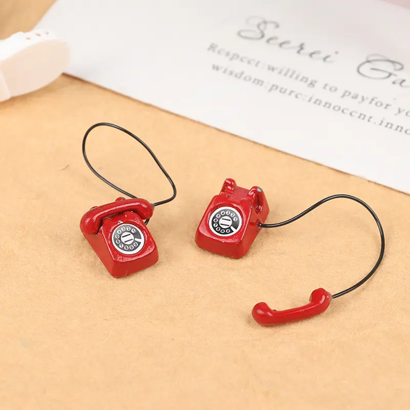 Dollhouse Mini Ornaments Simulated Fixed Telephone Dolls Houses Furniture Decor