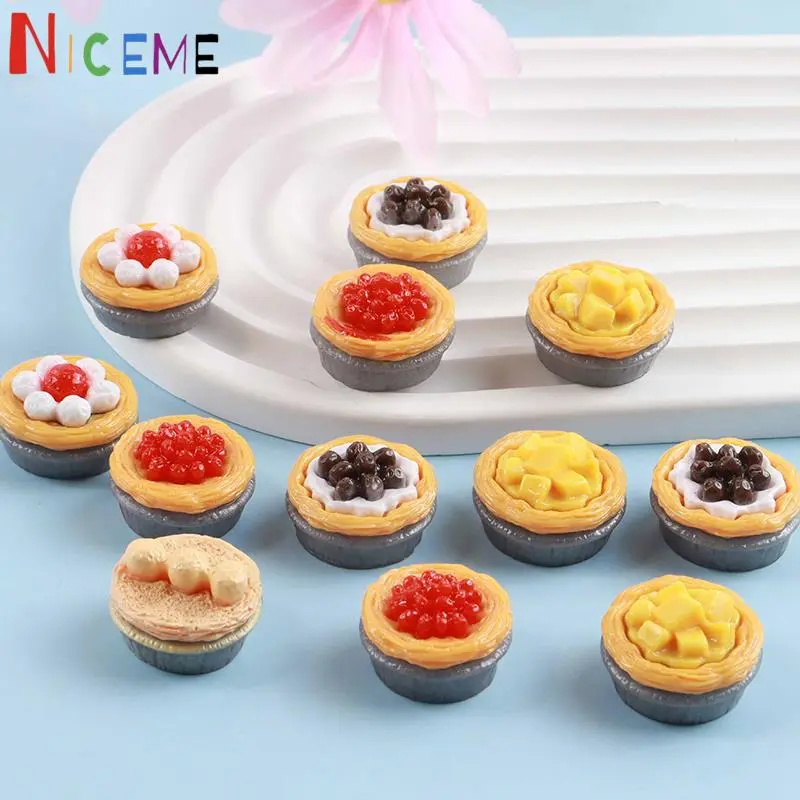 5Pcs 1/12 Dollhouse Simulation Egg Tart Dollhouse Mini Dessert Model Dolls House Food Decor Accessories