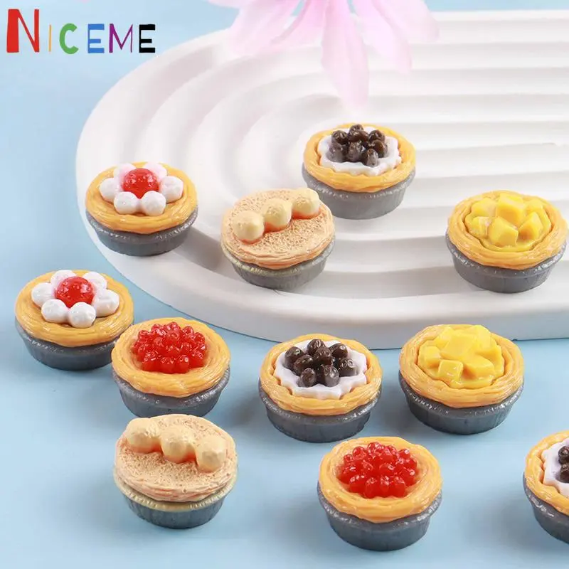 5Pcs 1/12 Dollhouse Simulation Egg Tart Dollhouse Mini Dessert Model Dolls House Food Decor Accessories