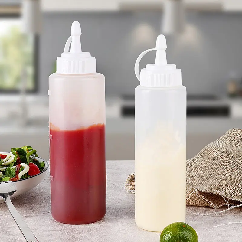 4PCS Squeeze Squirt Condiment Bottles Salad Sauce Dispenser Ketchup Cruet