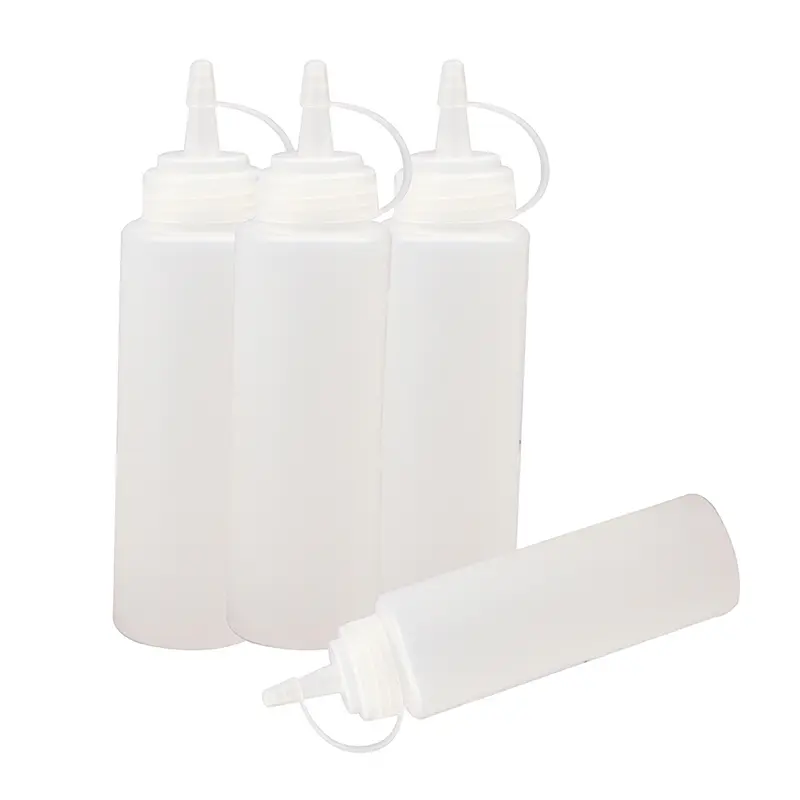 4PCS Squeeze Squirt Condiment Bottles Salad Sauce Dispenser Ketchup Cruet