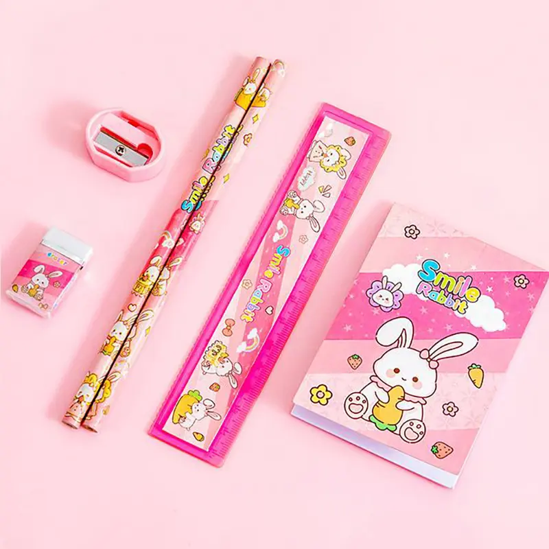 2Set Cartoon Cute Animals Surprise Stationery Set Portable Elementary School Children Supplies Kids Gifts