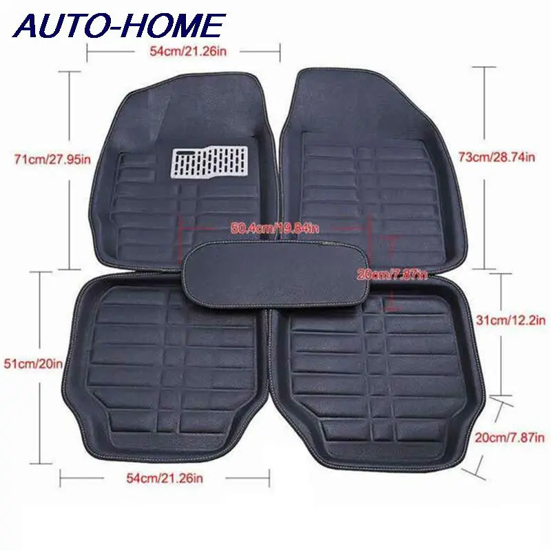 Universal 5Pcs Car Floor Mats Auto Anti-Slip Mat Black Car Styling Interior Auto Floor Mats All Weather Mat