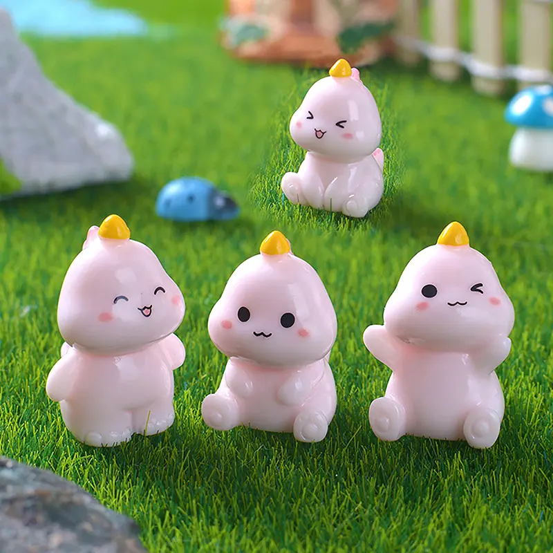 Miniature Cute Cartoon Dinosaur Figurine Micro Landscape Resin Ornaments For Home Decoration Kawaii Animal Room Desk Decor Gift