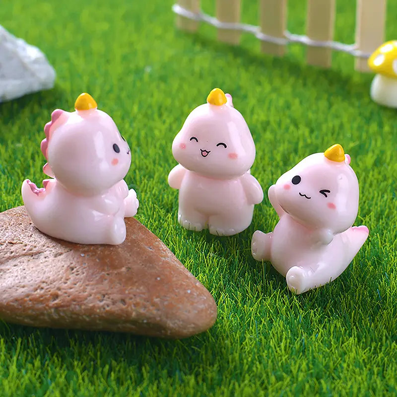 Miniature Cute Cartoon Dinosaur Figurine Micro Landscape Resin Ornaments For Home Decoration Kawaii Animal Room Desk Decor Gift