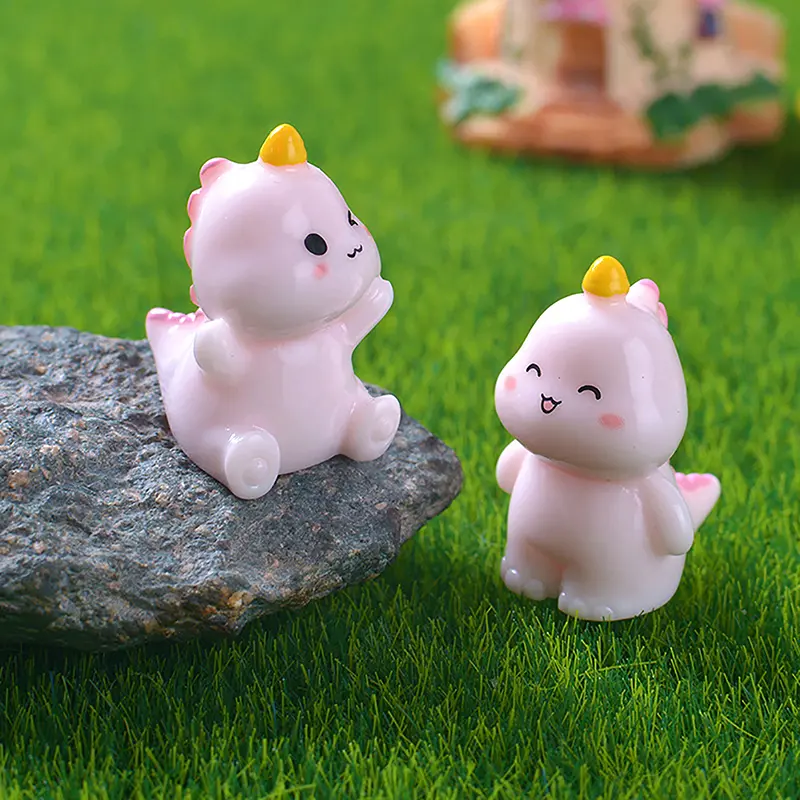 Miniature Cute Cartoon Dinosaur Figurine Micro Landscape Resin Ornaments For Home Decoration Kawaii Animal Room Desk Decor Gift
