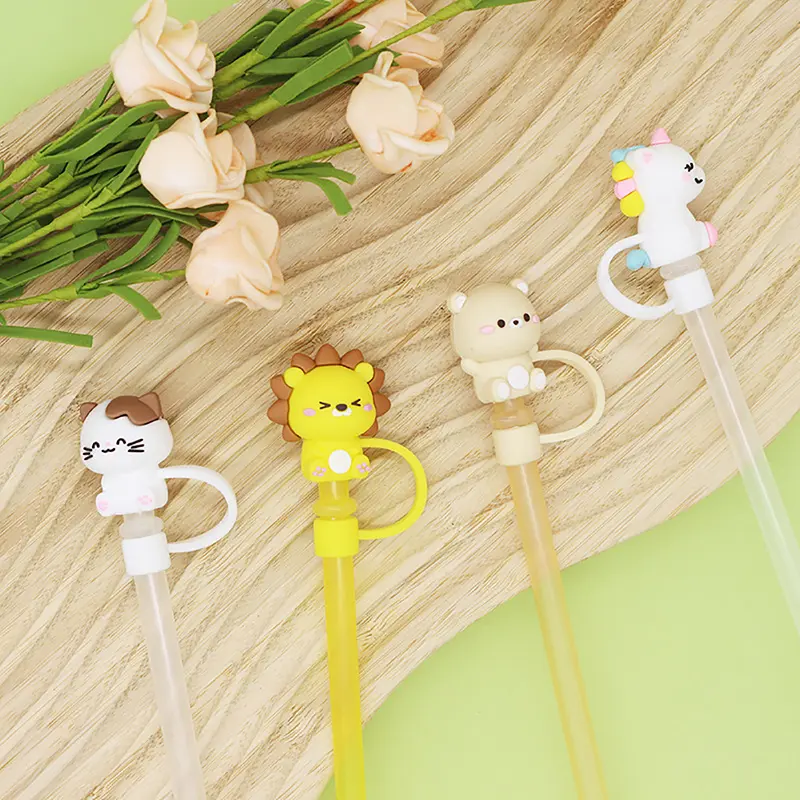 Silicone Sealing Straw Plug Reusable Drinking Dust Cap Cartoon Plugs Tips Cover Suit Kitchen Cup DIY Accesso