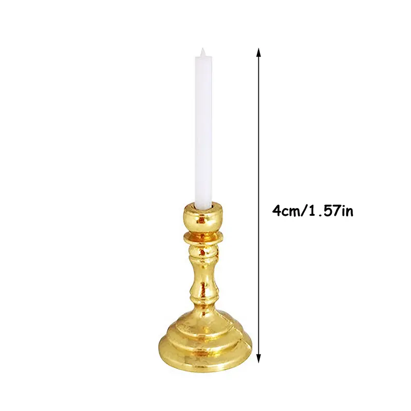 1Pair Miniature Candle 1:12 Dollhouse Miniature Candle Holder Candlestick Candelabra Model Home Decor Toy Doll House Accessories