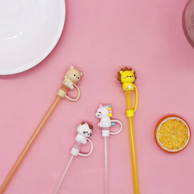 Silicone Sealing Straw Plug Reusable Drinking Dust Cap Cartoon Plugs Tips Cover Suit Kitchen Cup DIY Accesso