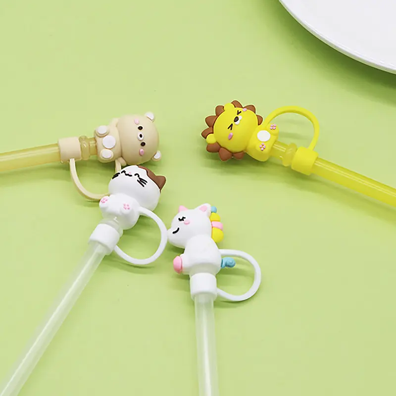 Silicone Sealing Straw Plug Reusable Drinking Dust Cap Cartoon Plugs Tips Cover Suit Kitchen Cup DIY Accesso