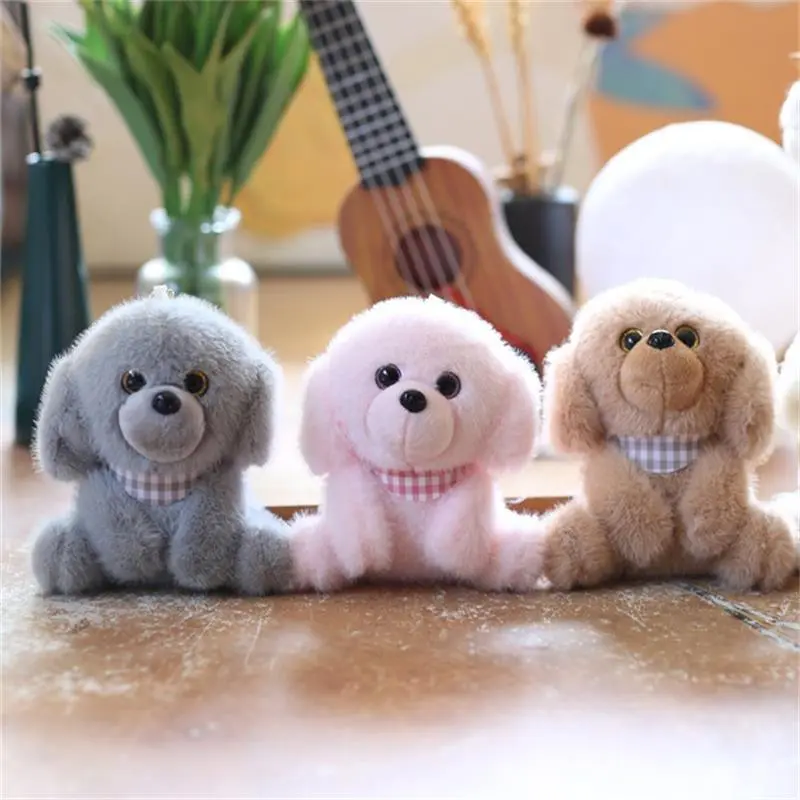 Funny Cute Scarf Teddy Dog Plush Dolls Soft Keychain Pendant Bag Hanging Ornaments Keyring Stuffed Toys Kids Gifts