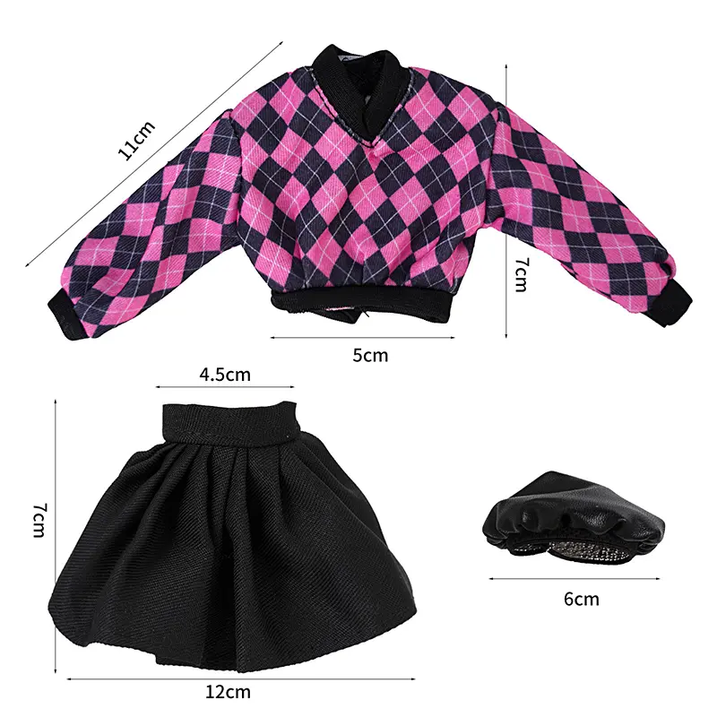 5 Styles For 30cm Doll Fashionable Plaid Clothes Outfit Dress Skirt Hat Bag Set Accessories Christmas Birthday Toy For Girls