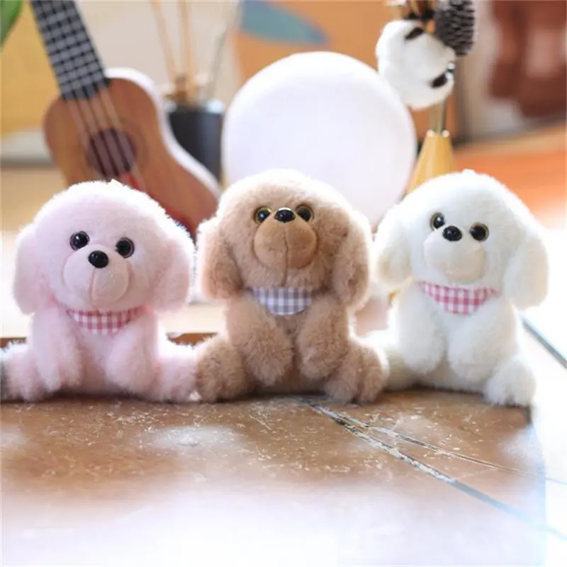 Funny Cute Scarf Teddy Dog Plush Dolls Soft Keychain Pendant Bag Hanging Ornaments Keyring Stuffed Toys Kids Gifts