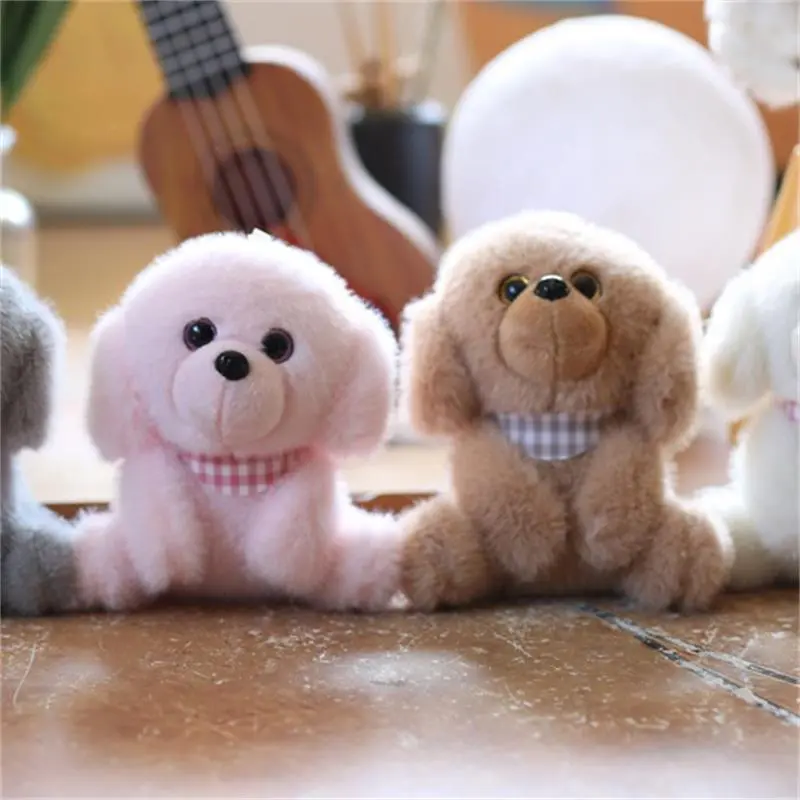 Funny Cute Scarf Teddy Dog Plush Dolls Soft Keychain Pendant Bag Hanging Ornaments Keyring Stuffed Toys Kids Gifts