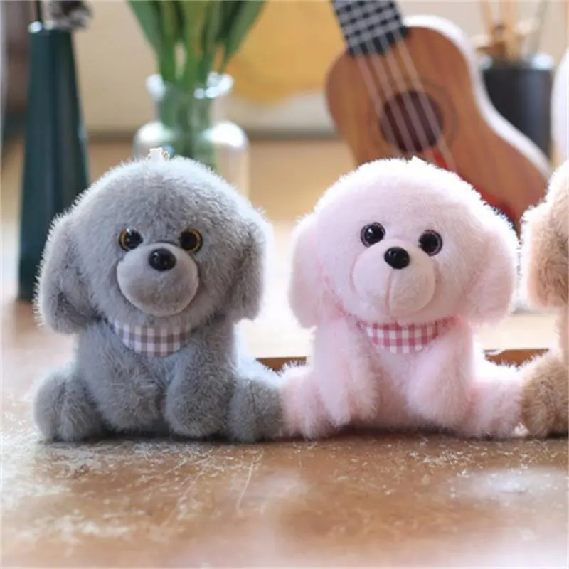 Funny Cute Scarf Teddy Dog Plush Dolls Soft Keychain Pendant Bag Hanging Ornaments Keyring Stuffed Toys Kids Gifts