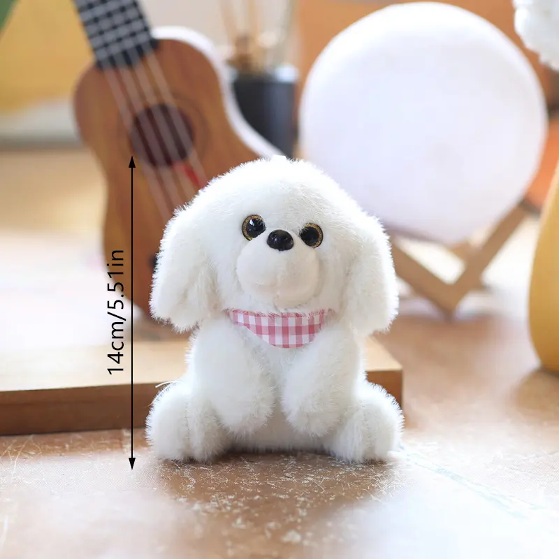 Funny Cute Scarf Teddy Dog Plush Dolls Soft Keychain Pendant Bag Hanging Ornaments Keyring Stuffed Toys Kids Gifts