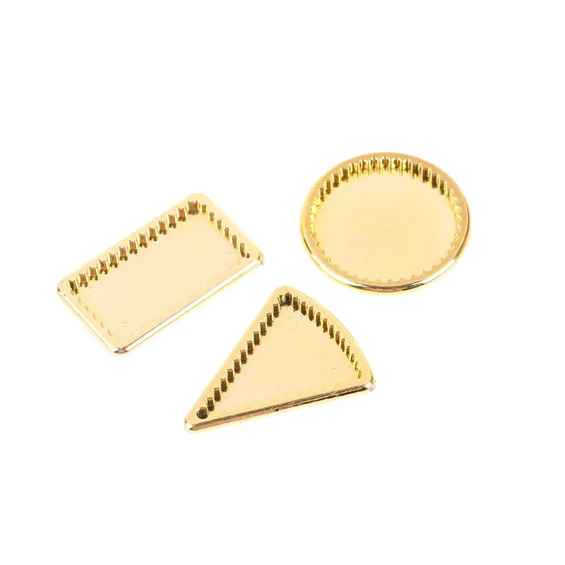 1/12 Dollhouse Golden Dish Tray Model Miniature Kitchen Food Plates Dolls House Decoration Accessories