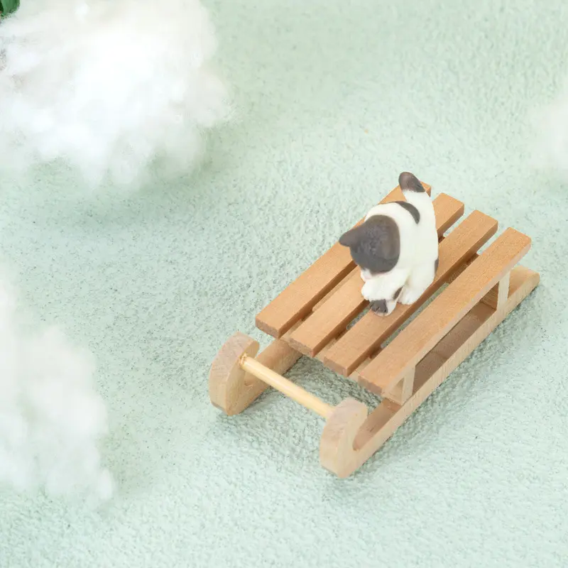 1:12 Dollhouse Miniature Wooden Sleigh Sled Christmas Scene Decor Play House Toy DIY Coloring Sled