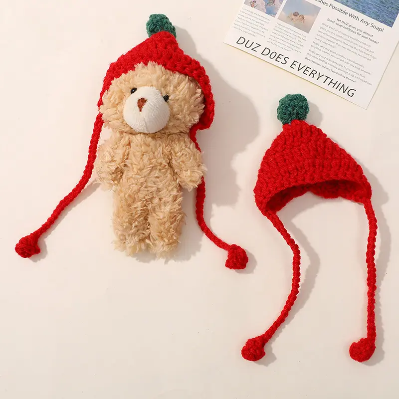 Cute Doll House Doll Hat Mini Straps Handmade Woven Hook Knitted Woolen Head Covers Cartoon DIY Doll Decoration Toy For Children