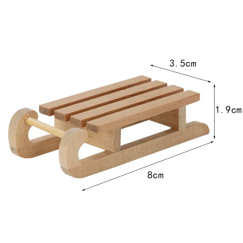 1:12 Dollhouse Miniature Wooden Sleigh Sled Christmas Scene Decor Play House Toy DIY Coloring Sled