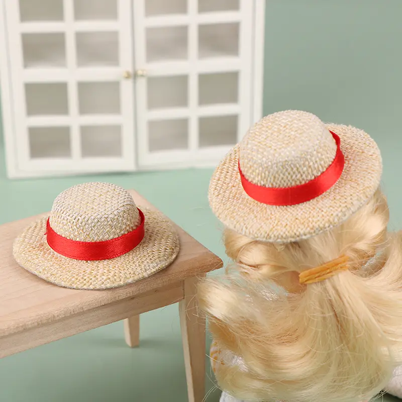 1Pc Doll House Doll Straw Hat Sun Cap For Doll Clothes Accessories DIY Decoration Toys