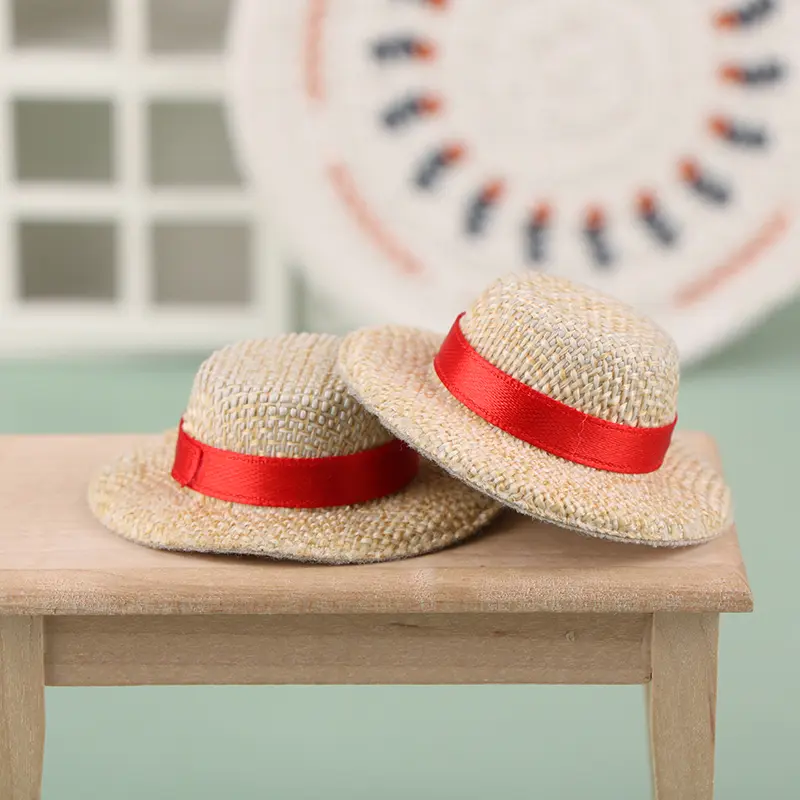 1Pc Doll House Doll Straw Hat Sun Cap For Doll Clothes Accessories DIY Decoration Toys