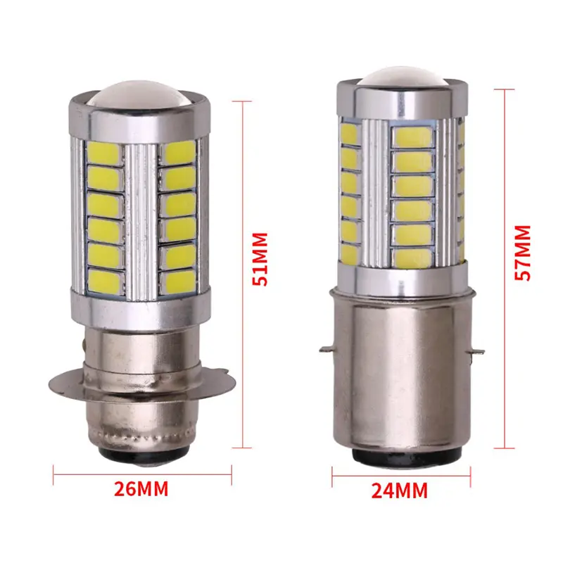 1PC PX15D BA20D LED Fog Light Lamp Auto Motorcycle Headlights 33 SMD Motor Light Headlamp
