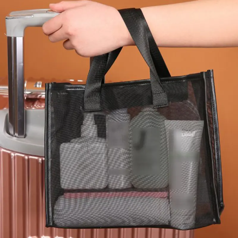 Mesh Makeup Bags Black Mesh Zipper Pouch for Offices Travel Storage Bags Toiletry Bags Makeup Pouch Women's bag