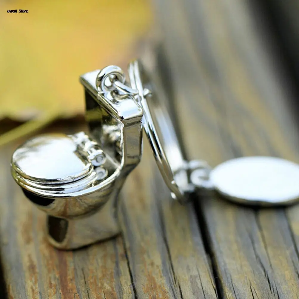 1Pcs Cute Bathroom Cute Creative Gift Trinket Auto Key Chain Mini Toilet Key Ring Chain Classic 3D Keychain