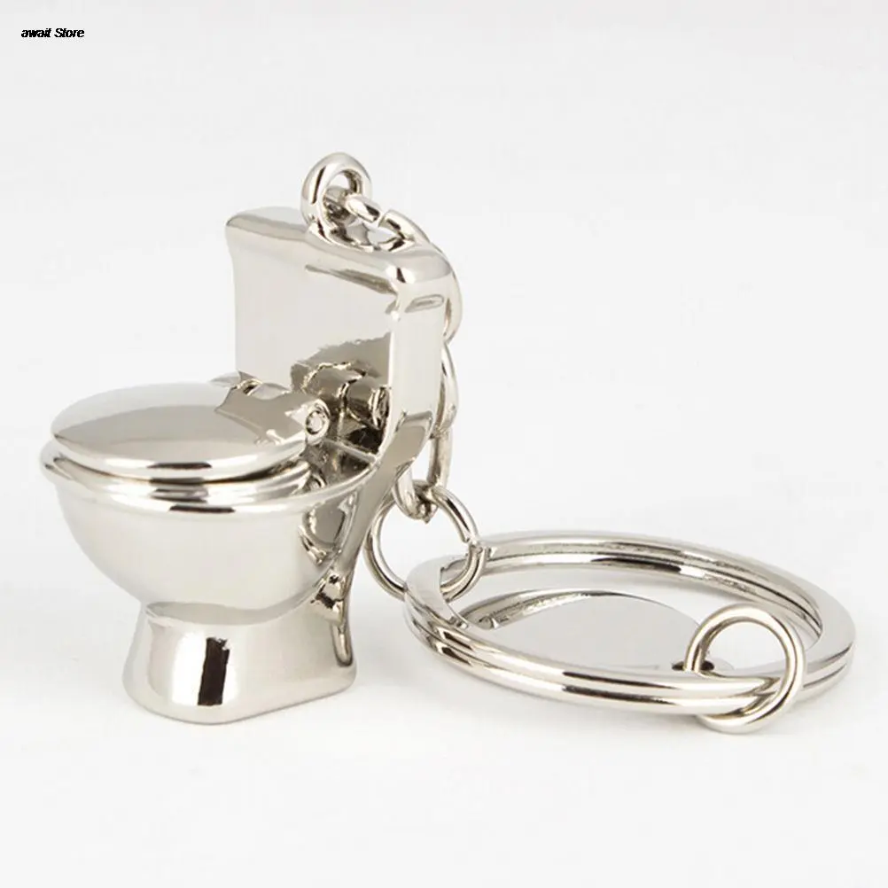 1Pcs Cute Bathroom Cute Creative Gift Trinket Auto Key Chain Mini Toilet Key Ring Chain Classic 3D Keychain