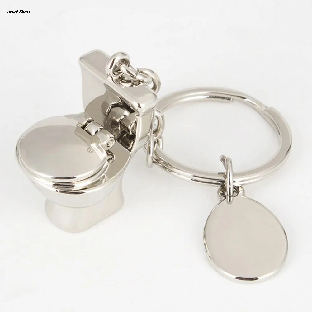 1Pcs Cute Bathroom Cute Creative Gift Trinket Auto Key Chain Mini Toilet Key Ring Chain Classic 3D Keychain