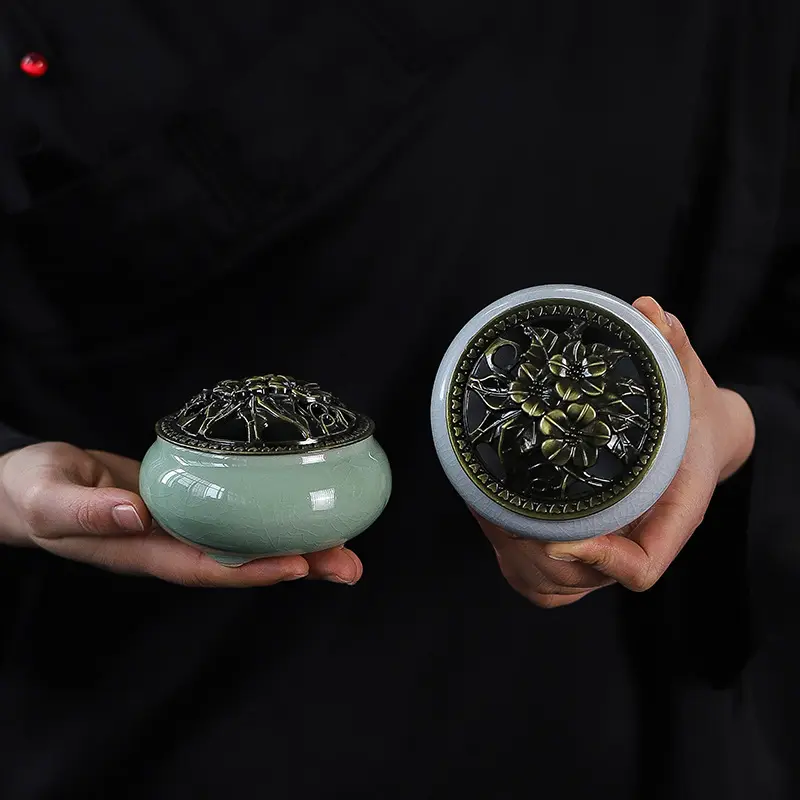 Ceramic Ice Cracking Incense Burner Coil Cone Stick Incense Burner Holder Home Ornaments Japanese Incense Burners Zen Decor