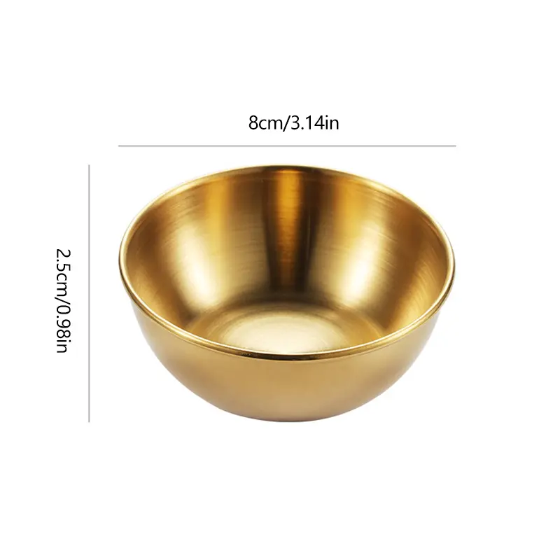 Stainless Steel Soy Sauce Dish Round Small Dish Golden Sauce Seasoning Dish Home Hotel Kitchen Japanese Dipping Sauce Dish