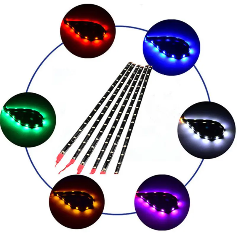 6PCS Waterproof 15 SMD DC 12V Motor LED Strip Underbody Light For Car Motorcycle