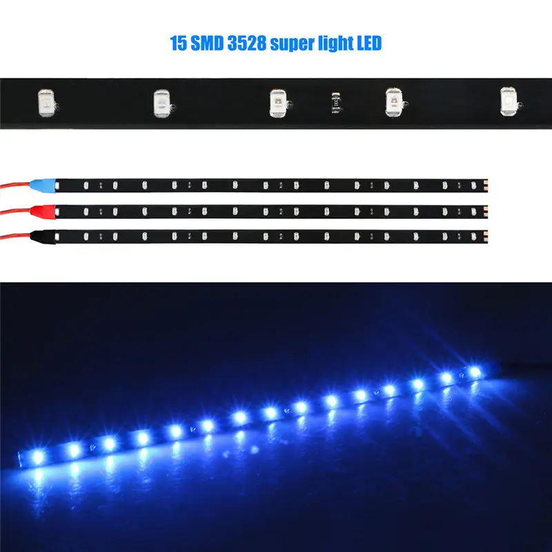 6PCS Waterproof 15 SMD DC 12V Motor LED Strip Underbody Light For Car Motorcycle