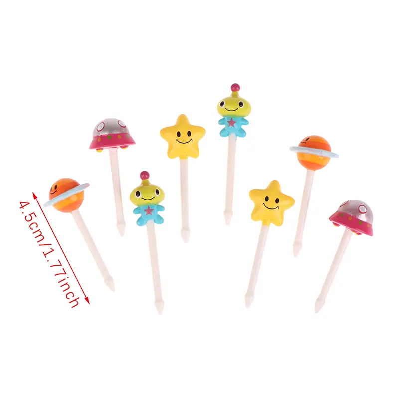 6/8Pcs Kids Fruit Picks Needle Stick Toothpicks Mini Creative Fruit Cake Dessert Food Forks Lunch Box Decor Bento Accessories