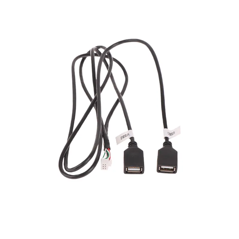 Multimedia Car Player Wire Harness Plug Connector 6 Pin Dual USB Interface Cable Adapter For Android Radio Navigation