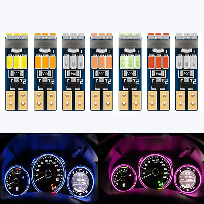 10Pcs Bright LED Bulbs T5 W3W W1.2W 70 73 74 Auto Dashboard Gauge Lamps Car Warning Indicator Instrument Cluster Light Lamps